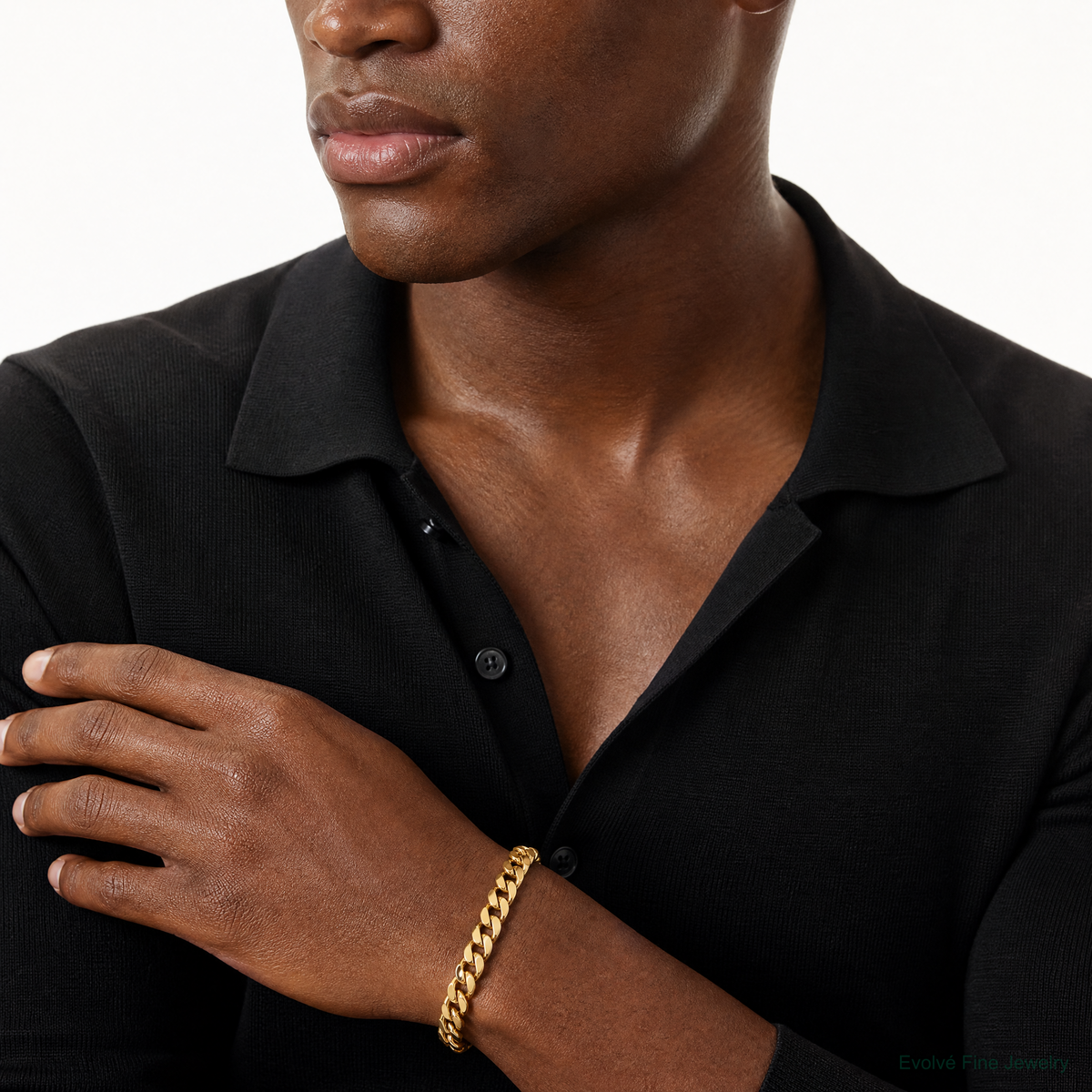 14k 7.5mm Semi-Solid Curb Chain - Model Shot