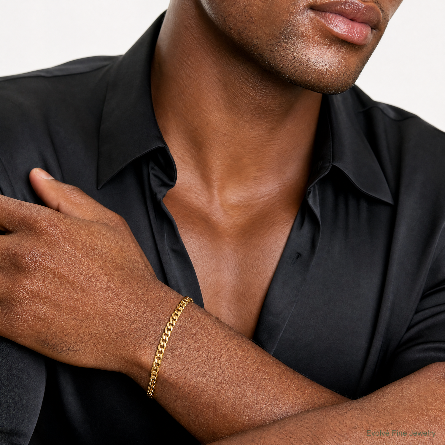 14k 4.5mm Semi-Solid Miami Cuban Chain - Model Shot