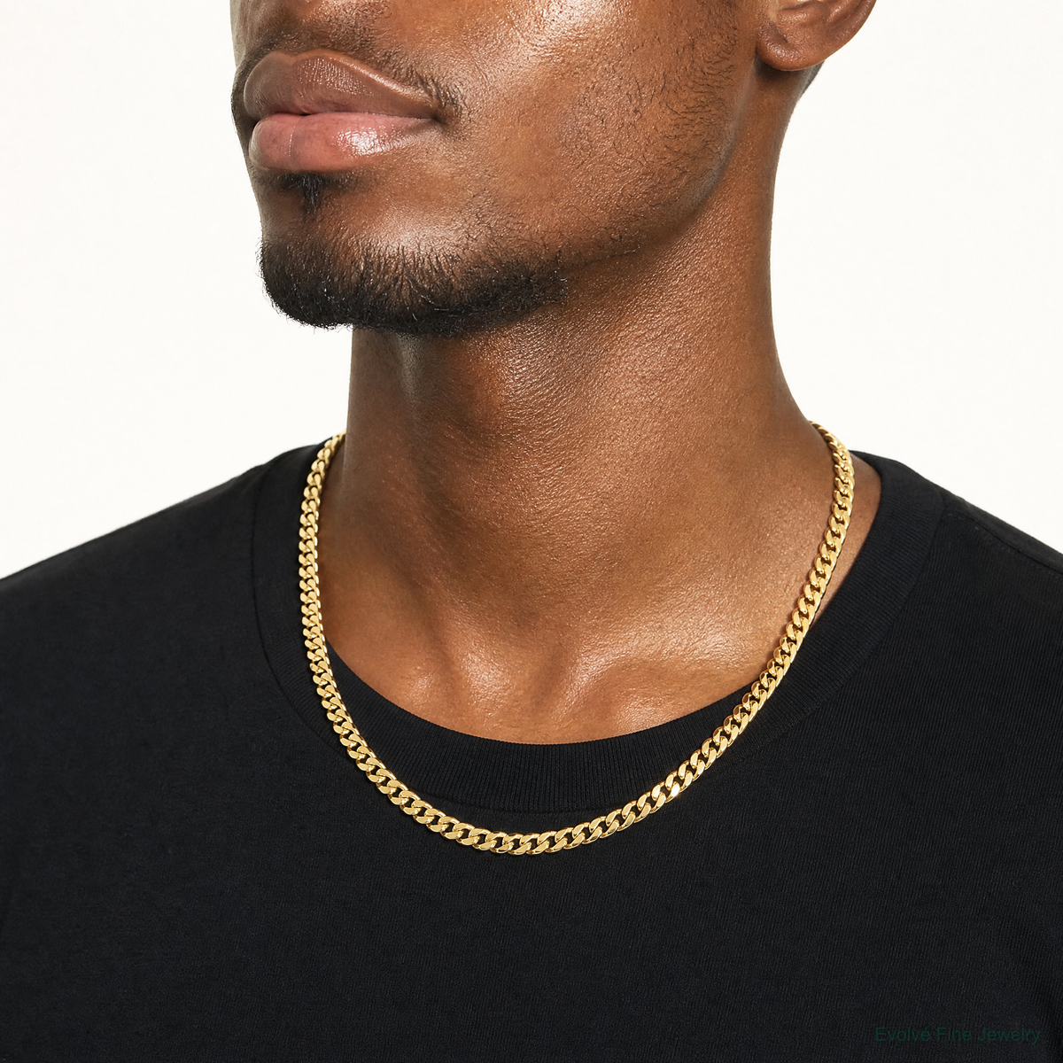 14k 5.25mm Semi-Solid Miami Cuban Chain - Model Shot