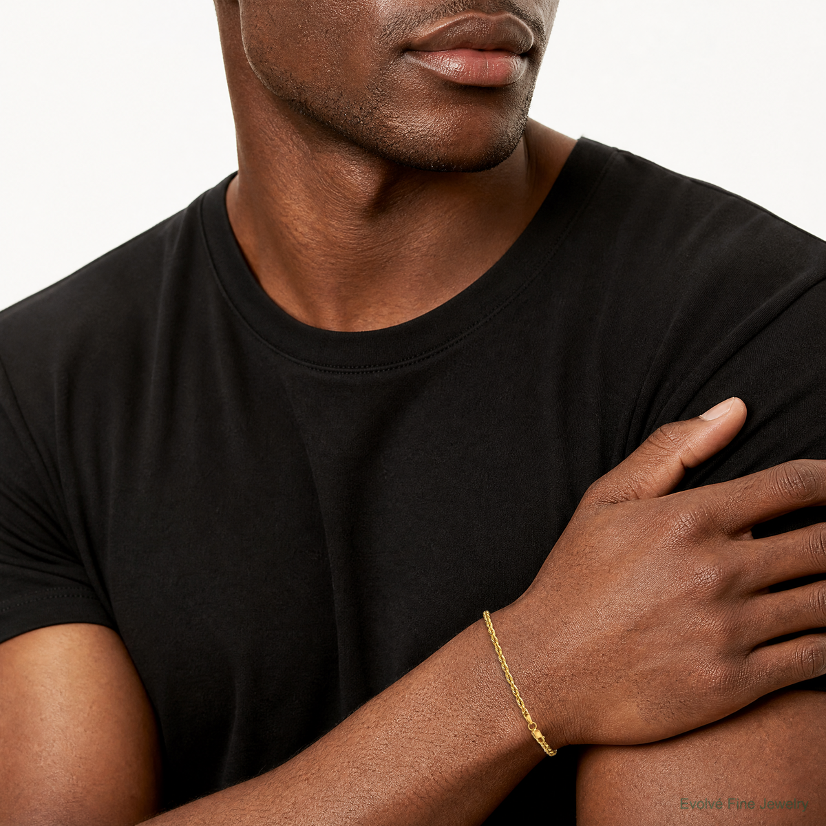14ky 2.5mm Semi-Solid Rope Chain - Model Shot