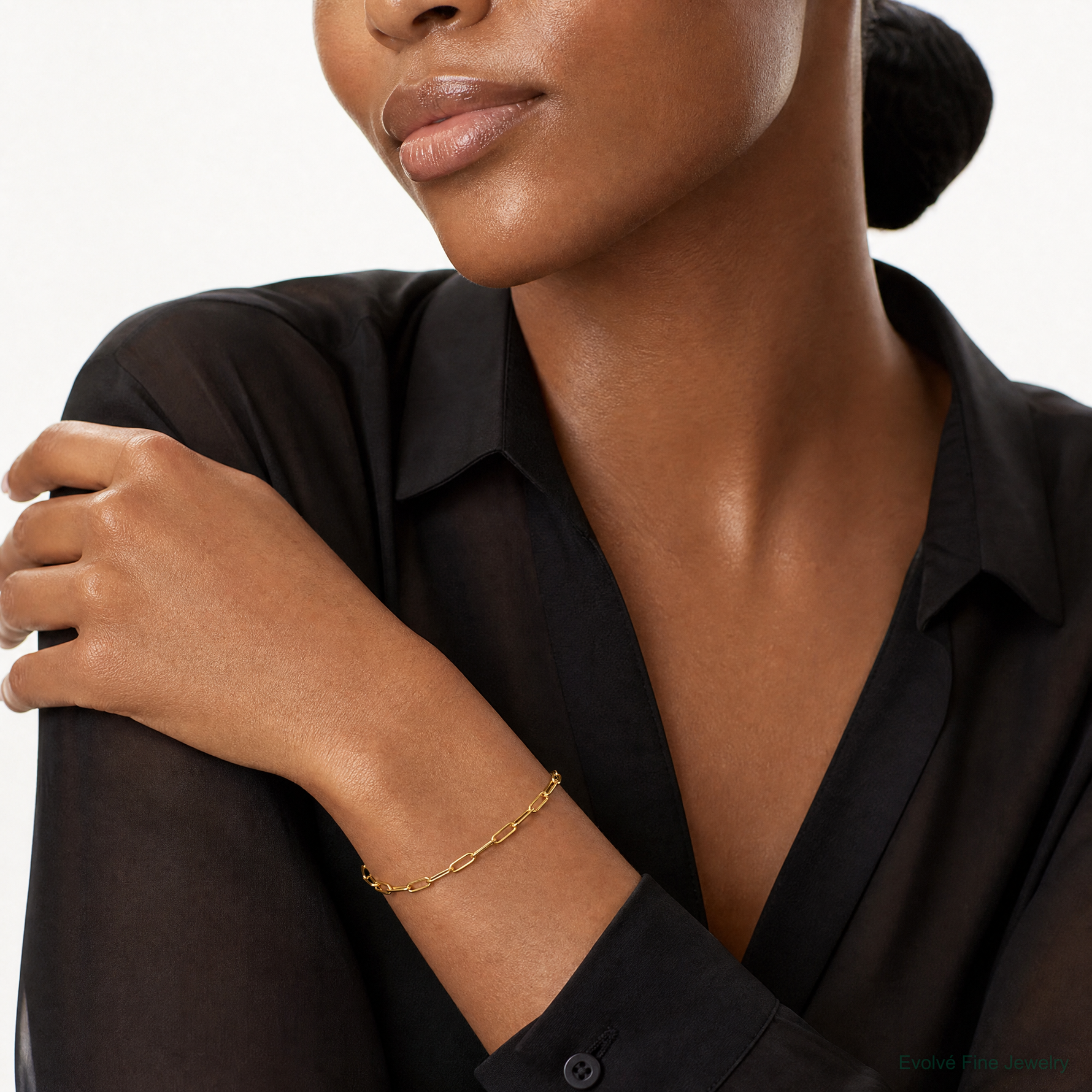 14k 2.2mm Semi-Solid Beveled Paperclip Chain - Model Shot