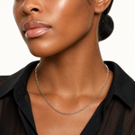 14k White Gold 3.0mm Semi-Solid Beveled Paperclip Chain - Model Shot