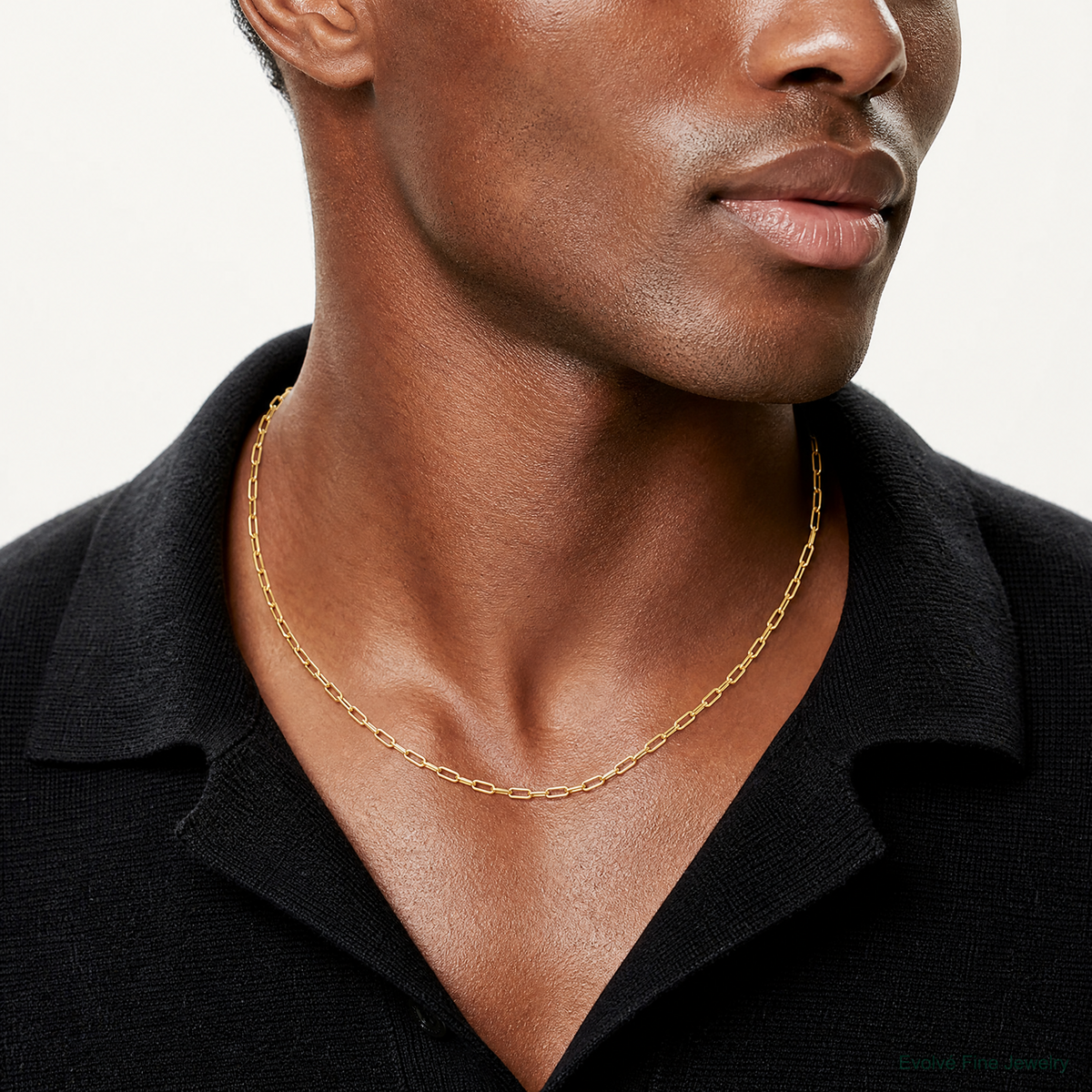 14k 3.7mm Semi-Solid Beveled Paperclip Chain - Model Shot