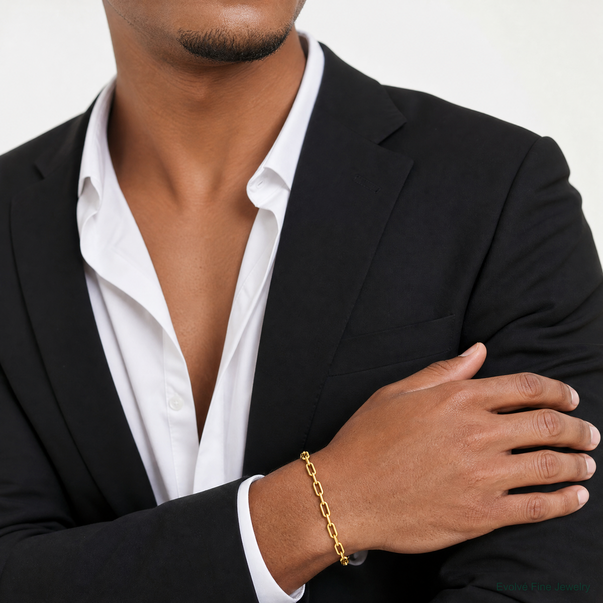 14k 3.7mm Semi-Solid Beveled Paperclip Chain - Model Shot