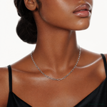 14k White Gold 3.7mm Semi-Solid Beveled Paperclip Chain - Model Shot