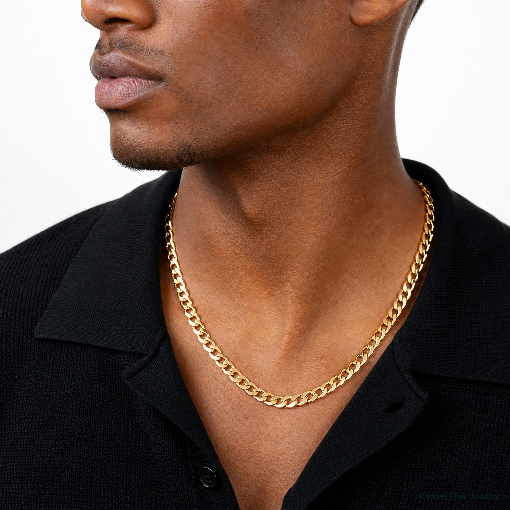 14k 11.3mm Semi-Solid Curb Chain - Model Shot