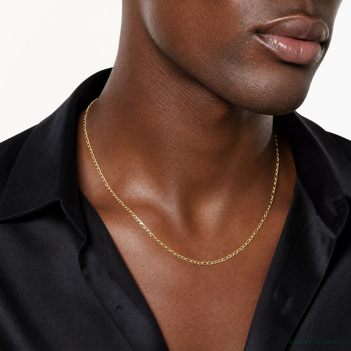 14k 1.9mm Semi-Solid Figaro Chain - Model Shot