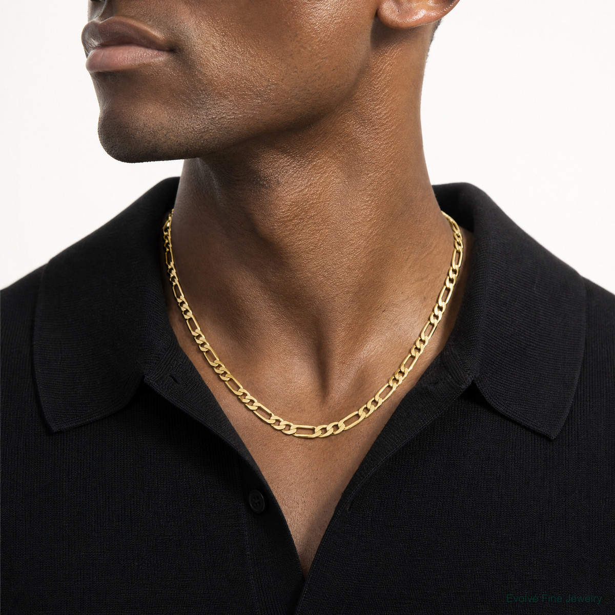 14k 9.4mm Semi-Solid Figaro Chain - Model Shot
