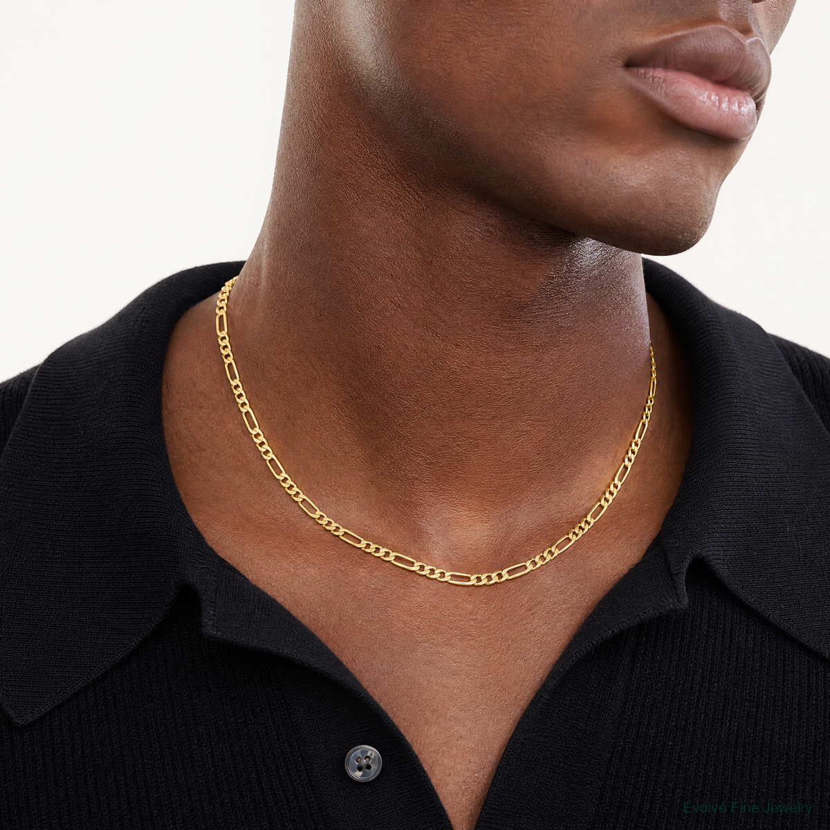 14k 4.2mm Semi-Solid Figaro Chain - Model Shot