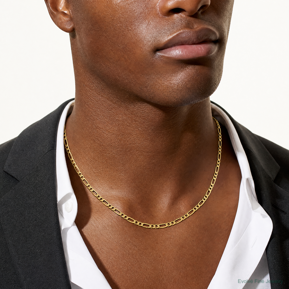 14k 5.75mm Semi-Solid Figaro Chain - Model Shot