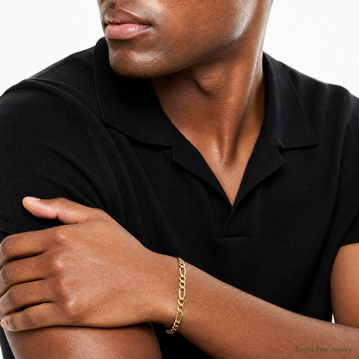 14k 5.75mm Semi-Solid Figaro Chain - Model Shot
