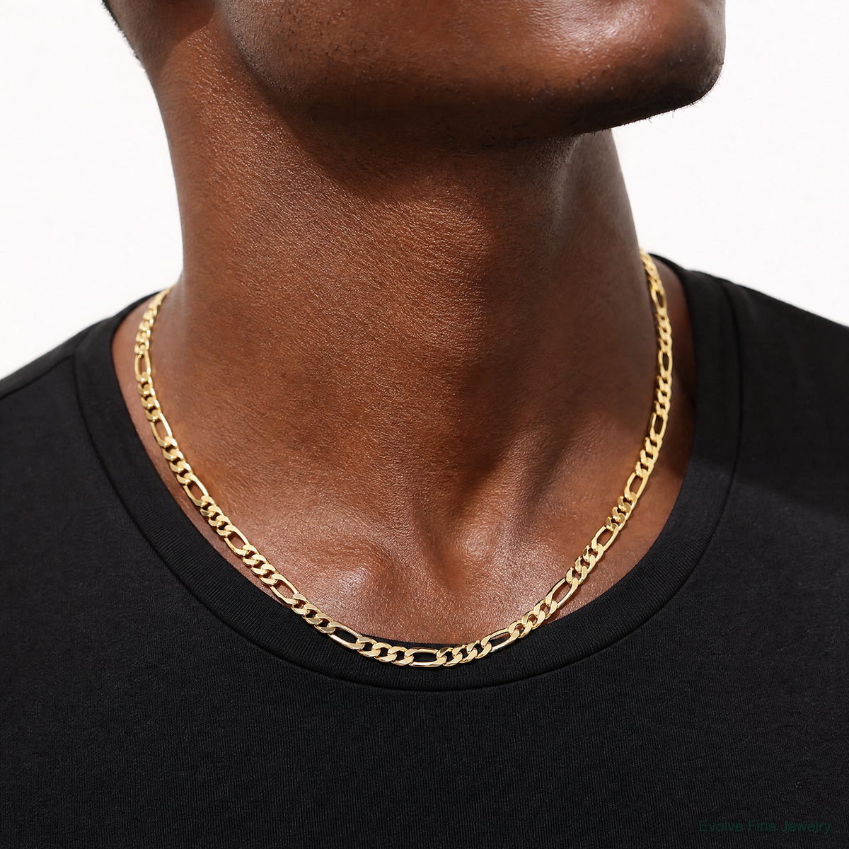 14k 6.25mm Semi-Solid Figaro Chain - Model Shot