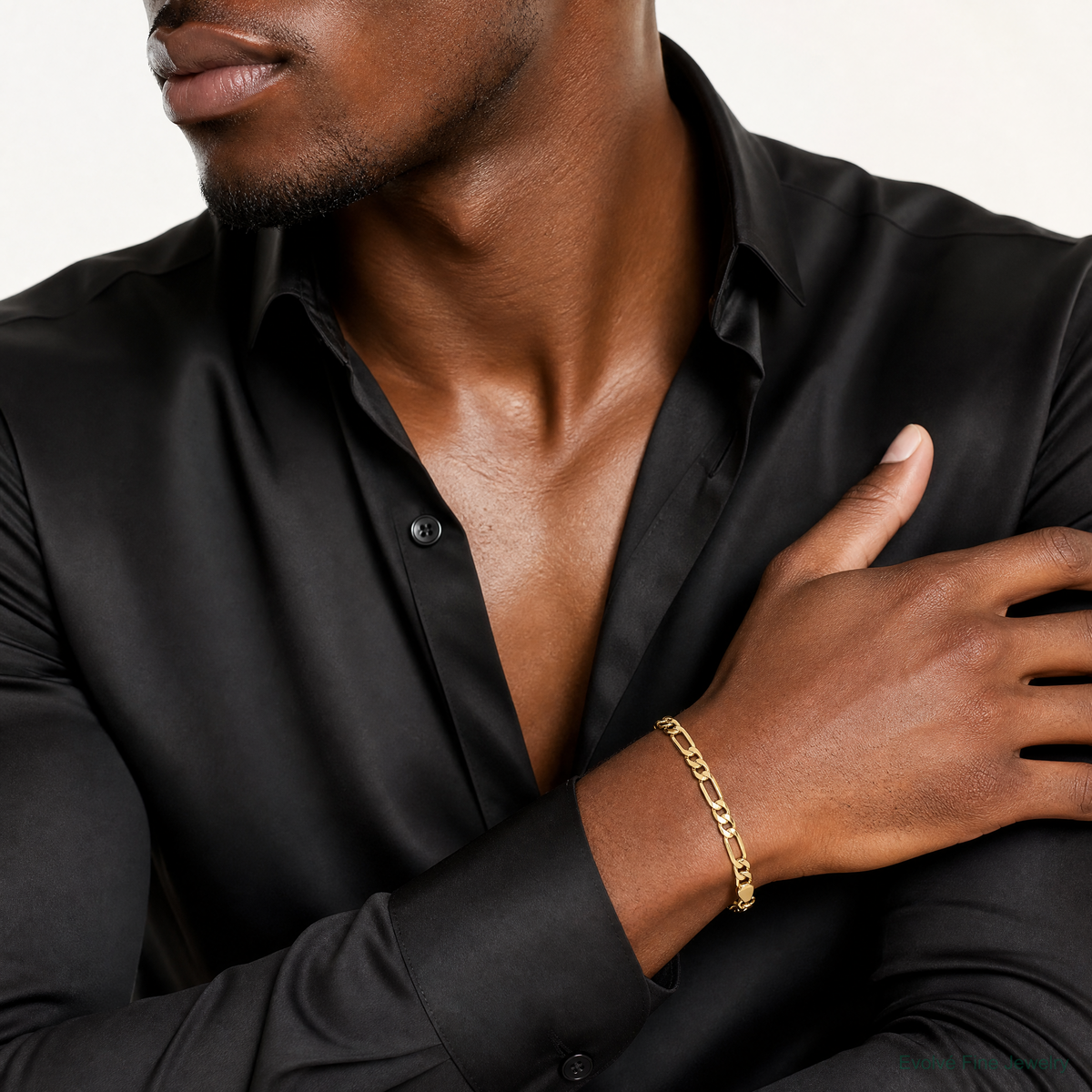 14k 6.25mm Semi-Solid Figaro Chain - Model Shot