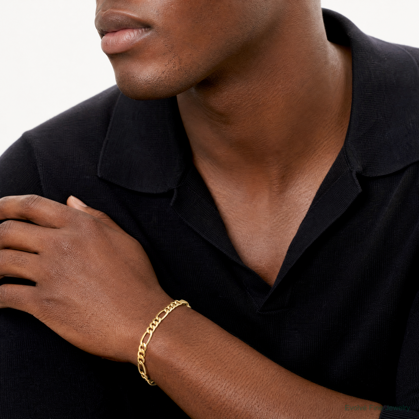 14k 7.3mm Semi-Solid Figaro Chain - Model Shot