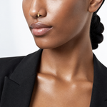 14K 20 Gauge Polished CZ Hamsa Nose Ring - Model Shot