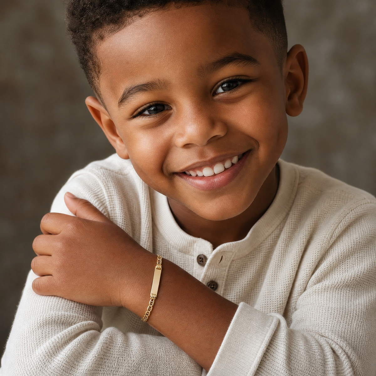 14k Children's Anchor Link ID Bracelet - Model Shot