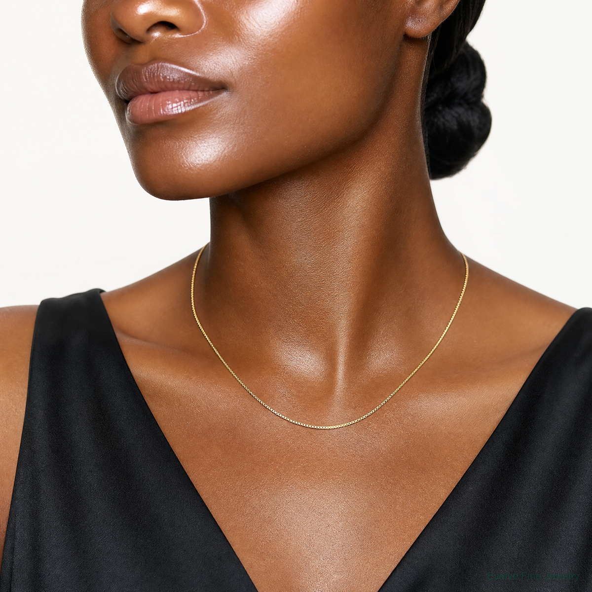 14k .95mm Box Chain - Model Shot