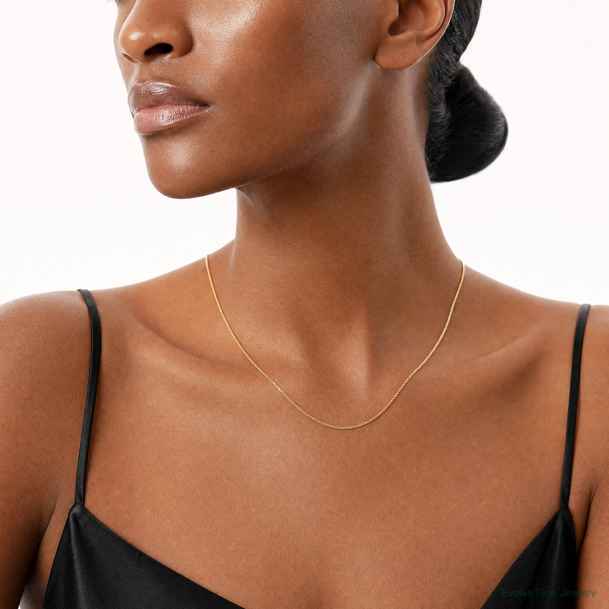 14k 1mm Box Chain - Model Shot