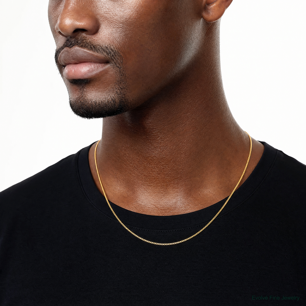14k 1.5mm Box Chain - Model Shot