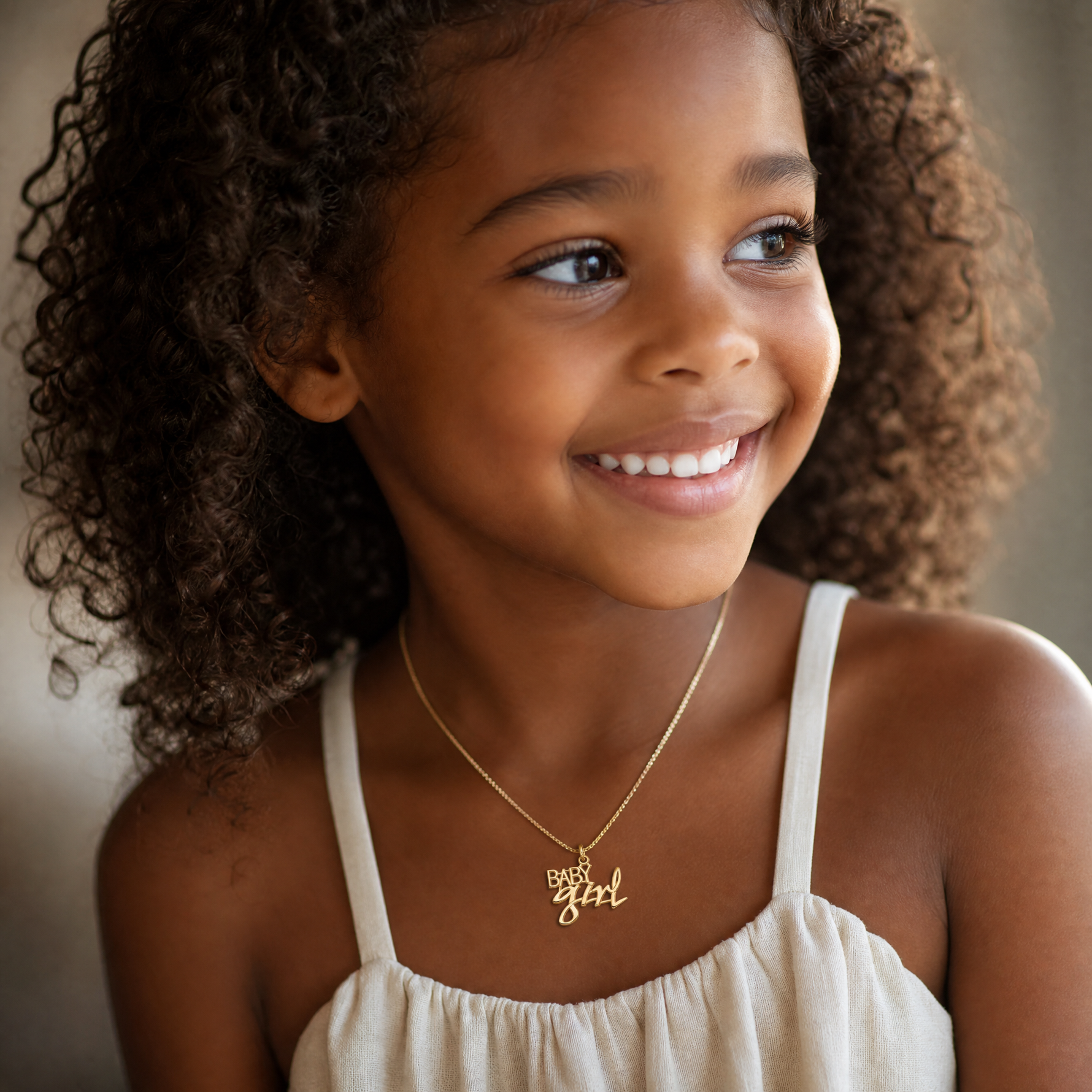14k BABY GIRL Charm - Model Shot