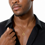 14K Eternal Life Cross in Circle Charm - Model Shot