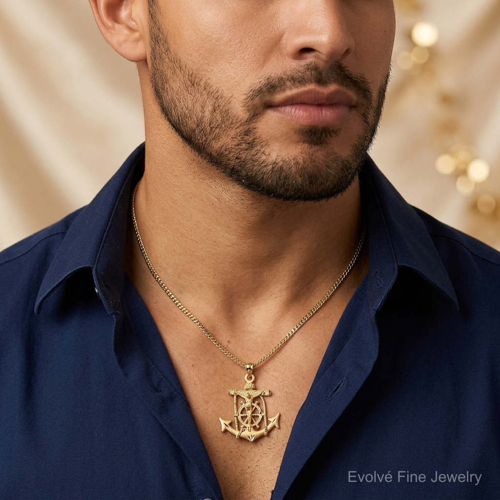 14k Mariners Crucifix Pendant - Model Shot