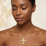 14k Budded Cross Pendant - Model Shot