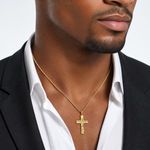 14k Nugget Cross Pendant - Model Shot