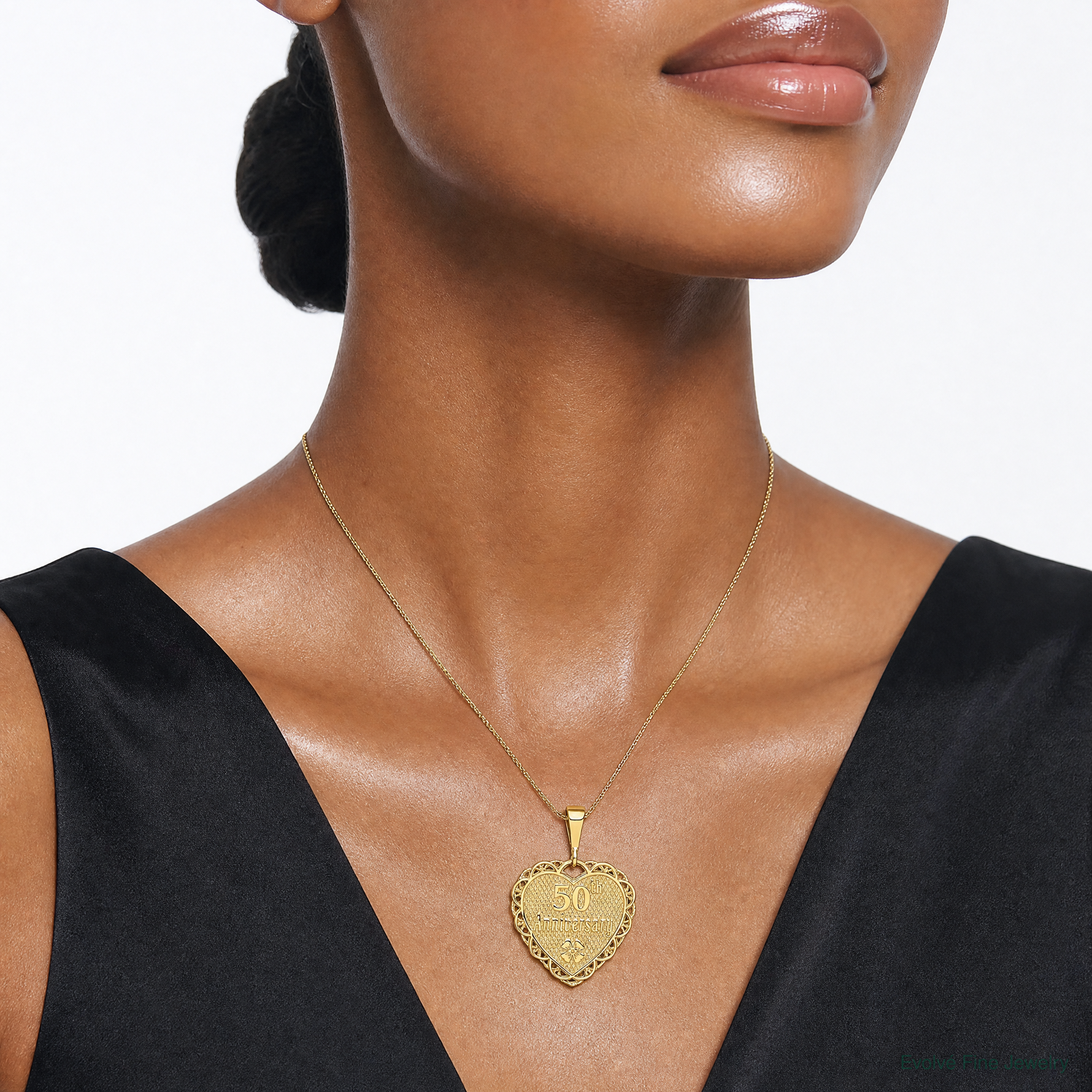 14k Reversible 50th ANNIVERSARY Charm - Model Shot