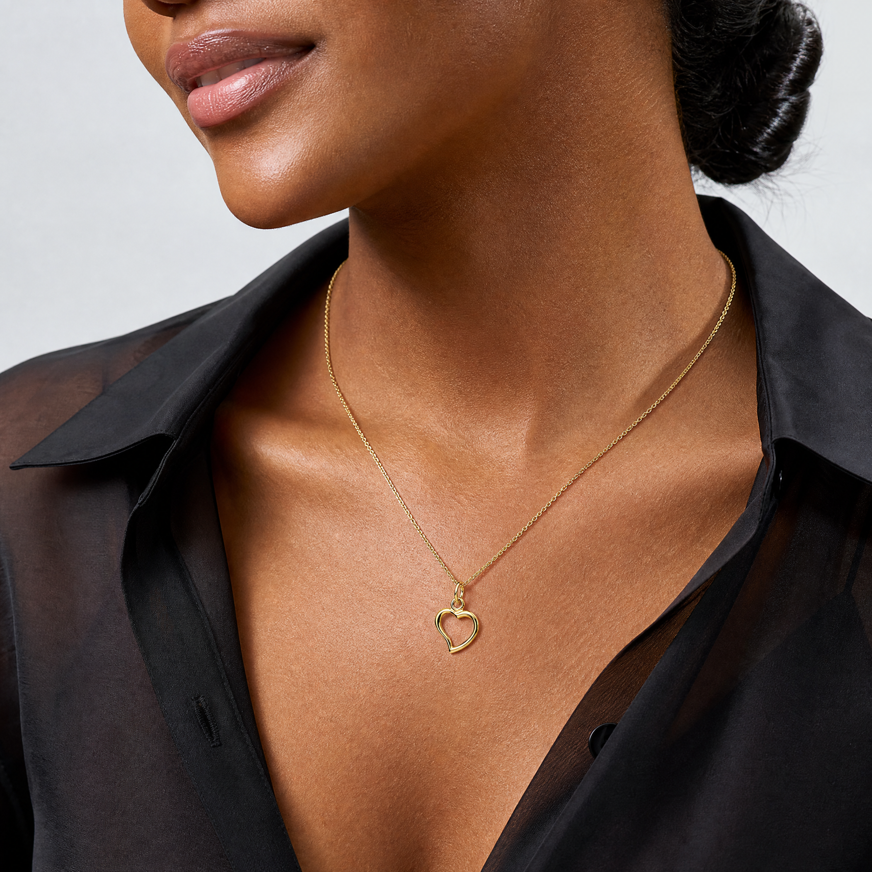 14K Polished Heart Pendant - Model Shot