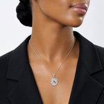 14k White Gold Solid Polished Horse Head in Horseshoe Pendant - Model Shot