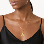 14K Solid Satin Polished Ballet Slippers Pendant - Model Shot