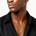 14k Solid Polished 3-D Saxophone Pendant - Model Shot