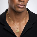 14k Solid Polished Dragon Pendant - Model Shot