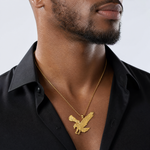 14k Solid Polished Eagle Pendant - Model Shot