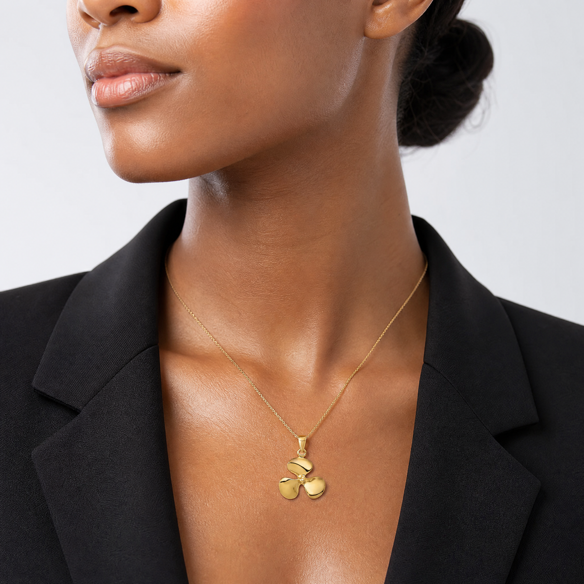 14K Polished 3-D Propeller Pendant - Model Shot