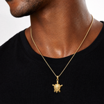14K Solid Polished 3-D Moveable Turtle Pendant - Model Shot