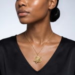 14k Solid Polished Open-Backed Turtle Pendant - Model Shot