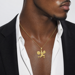 14k Solid Polished Weightlifter Pendant - Model Shot