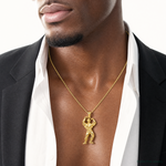 14k Solid Polished Weightlifter Pendant - Model Shot