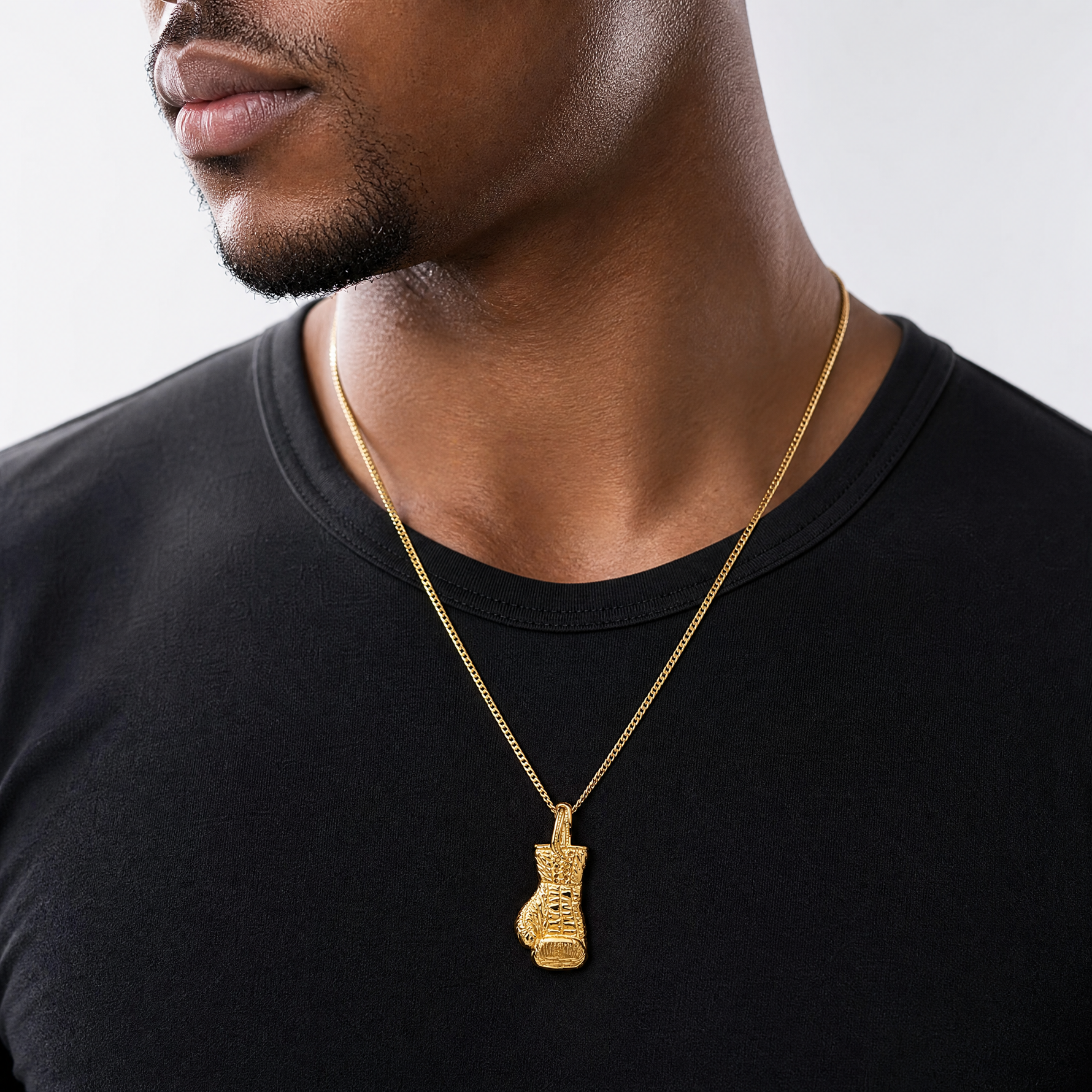 14K Hollow Polished 3-D Boxing Glove Pendant - Model Shot