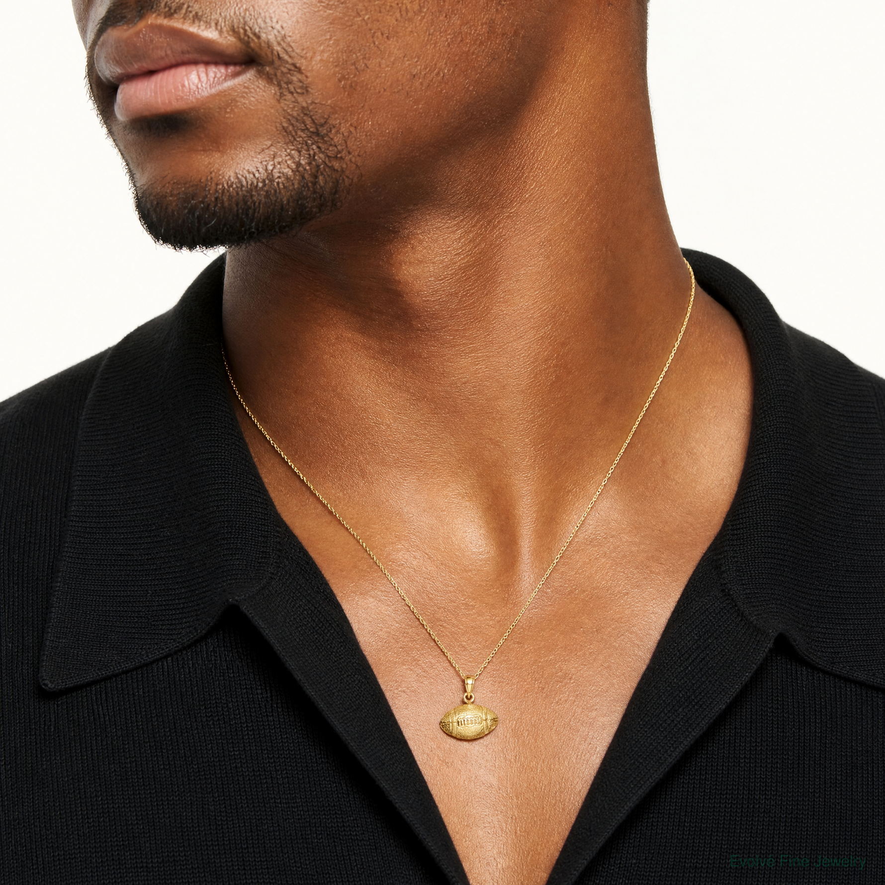 14K Polished 3-D Football Charm - Model Shot
