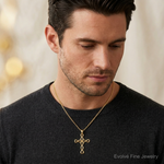 14k Polished Cross Pendant - Model Shot