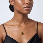 14K Polished 3-D Puffed Heart Pendant - Model Shot