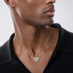 14K Two-tone Polished Diamond-cut Reversible Heart Pendant - Model Shot