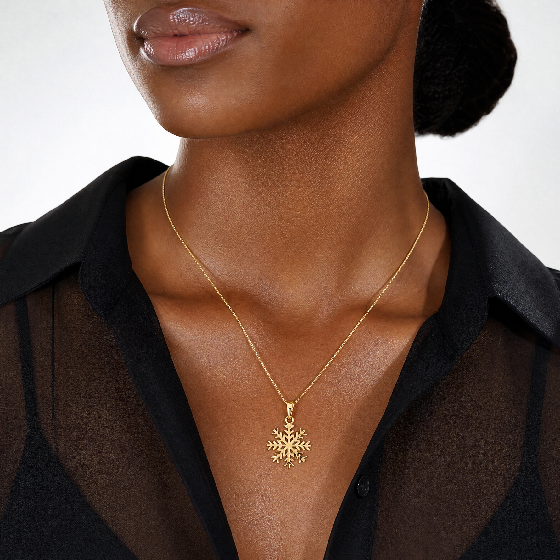 14k Snowflake Pendant - Model Shot