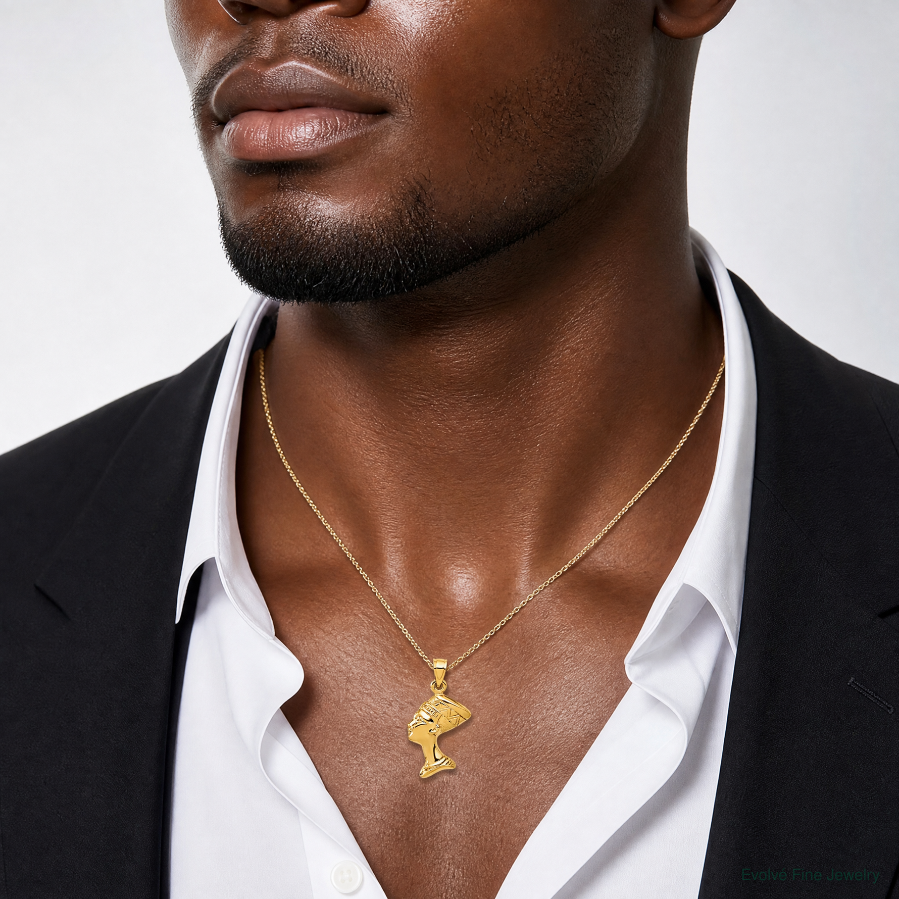 14k 3-D Nefertiti Pendant - Model Shot