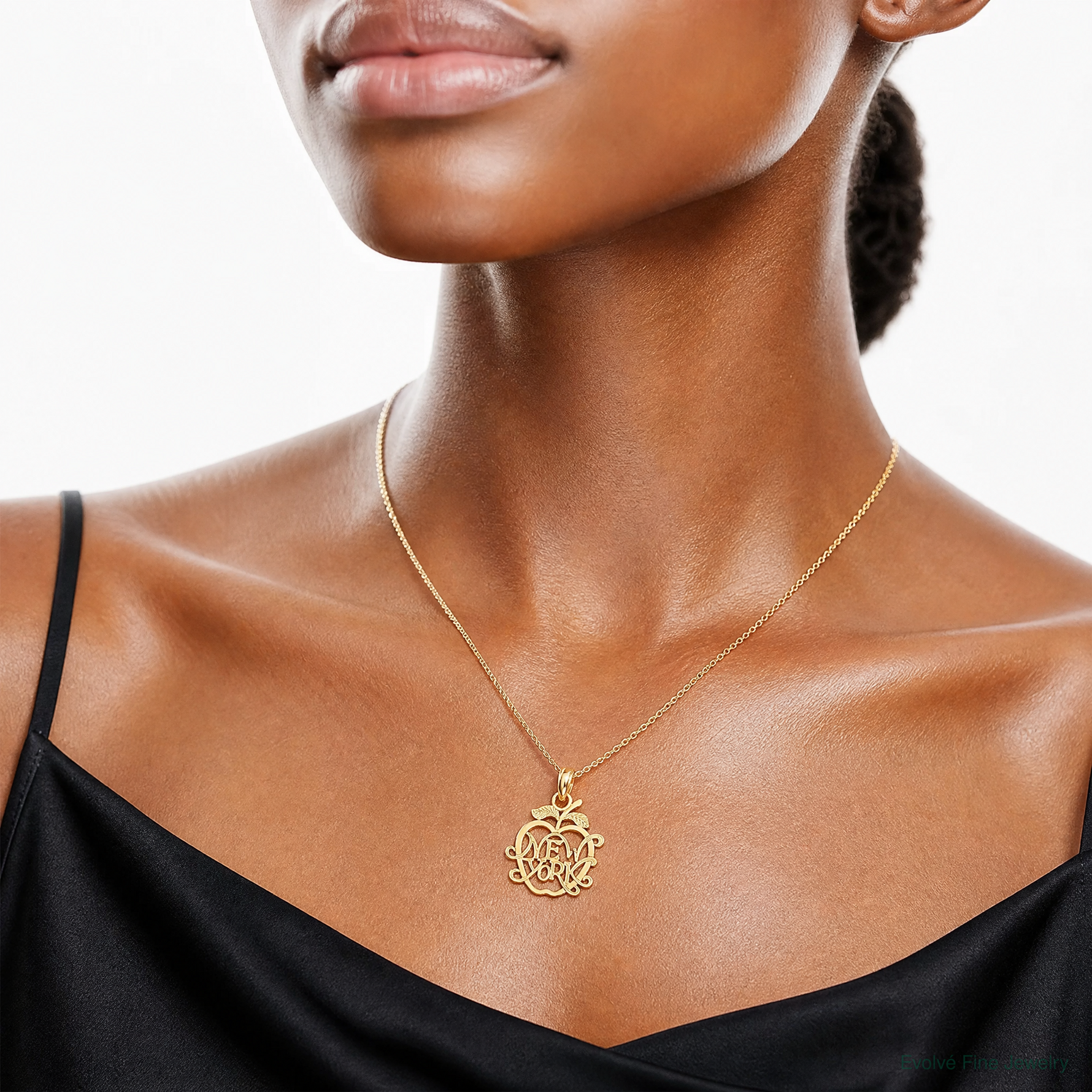 14k NEW YORK in Apple Cut-out Charm - Model Shot