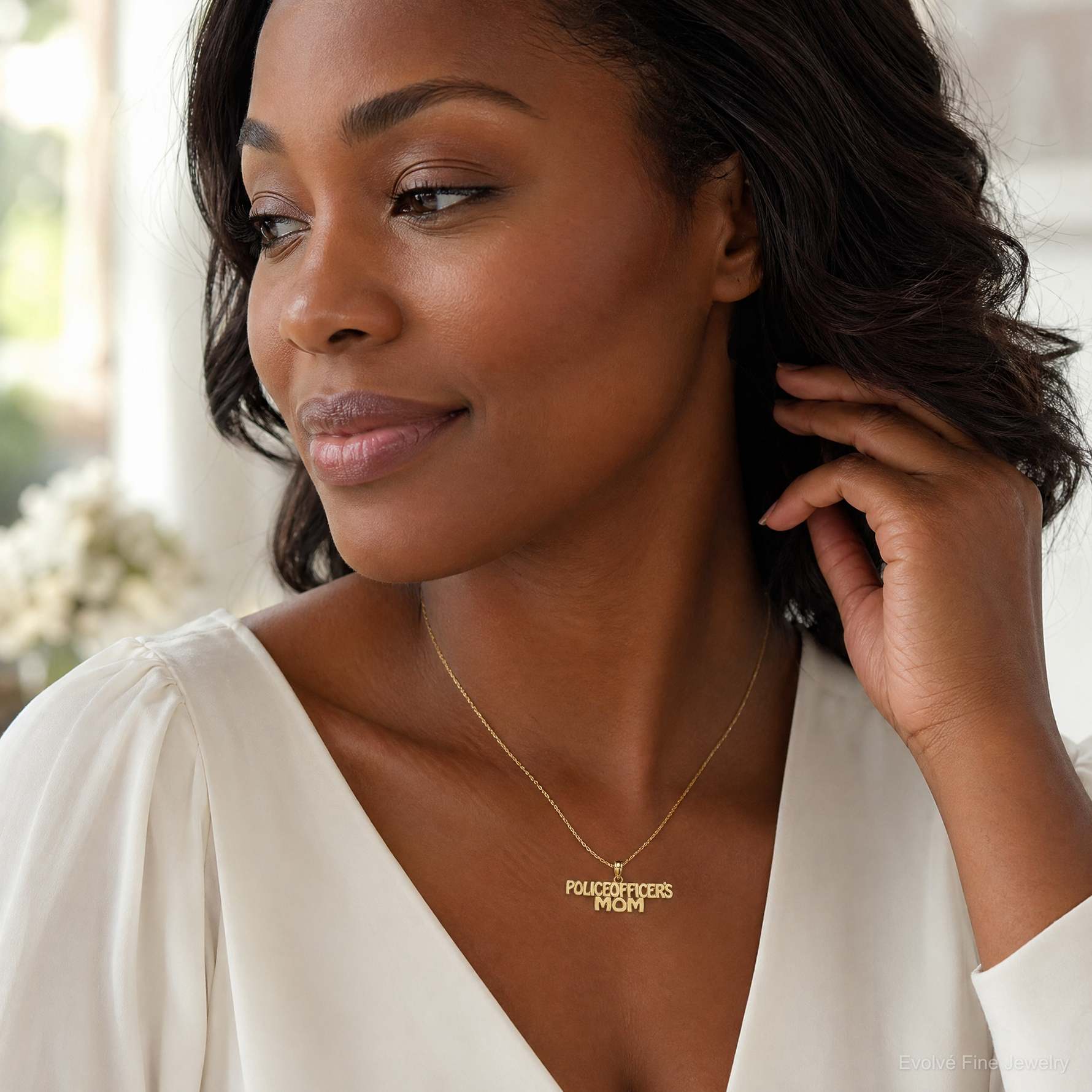 14k POLICE OFFICER'S MOM Charm - Model Shot