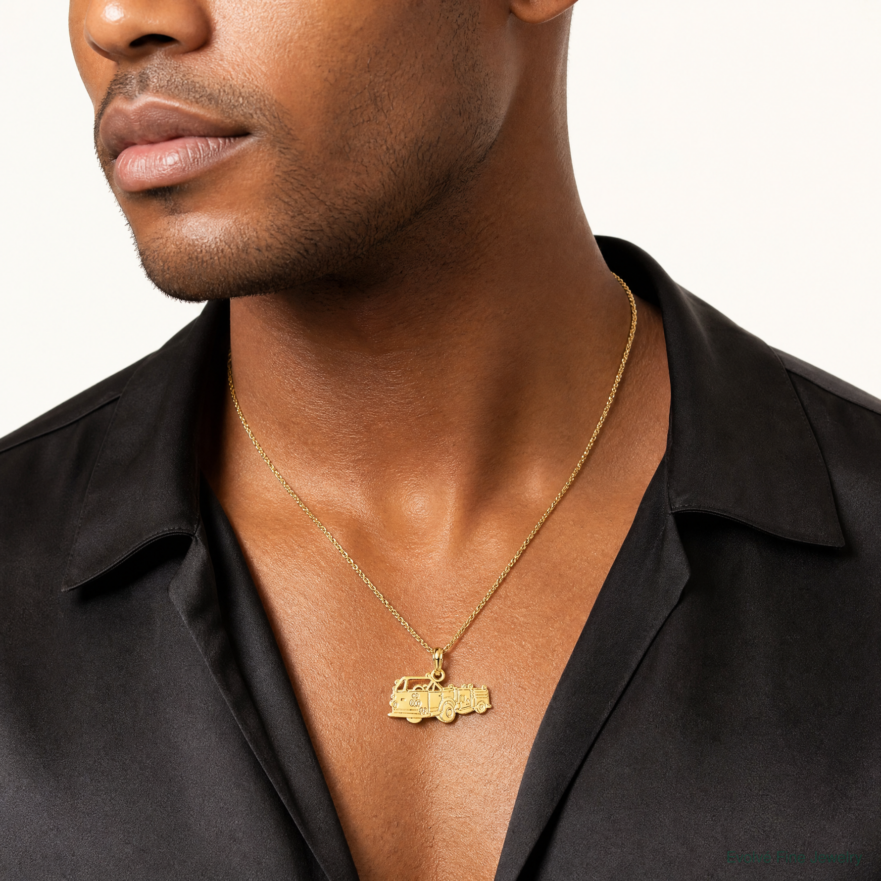 14k Fire Truck Charm - Model Shot